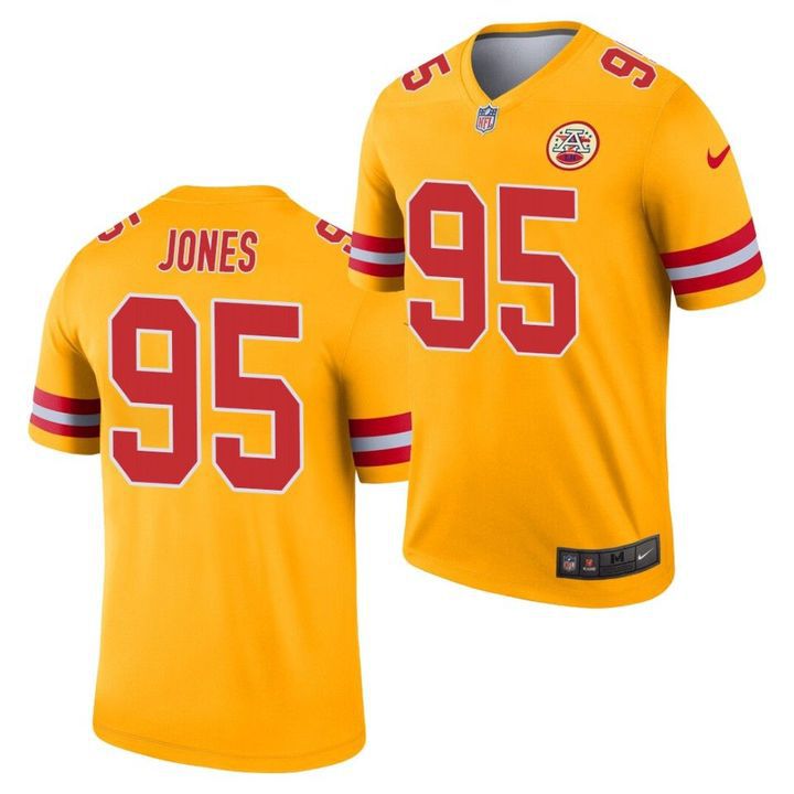 Men Kansas City Chiefs #95 Chris Jones Nike Gold Inverted Legend NFL Jersey